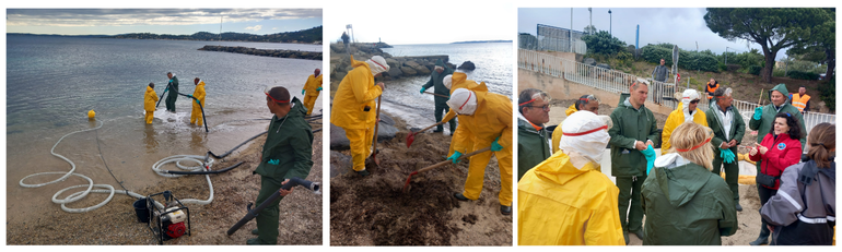 Les employés de lacommune en formation pour le nettoyage des plages en cas de pollution
