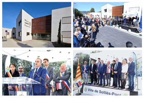 4 photos de la nouvelle maison de santé pluri-professionnelle de Sollies-pont lors de son inauguration avec les personnalités et le public